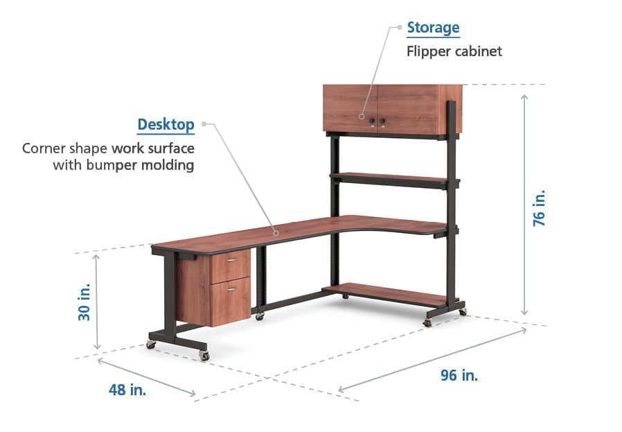 L-Shaped Office Desk with Hutch Design Specifications