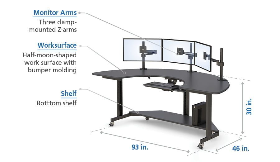 Especificaciones del diseño de la mesa de ordenador en forma de U