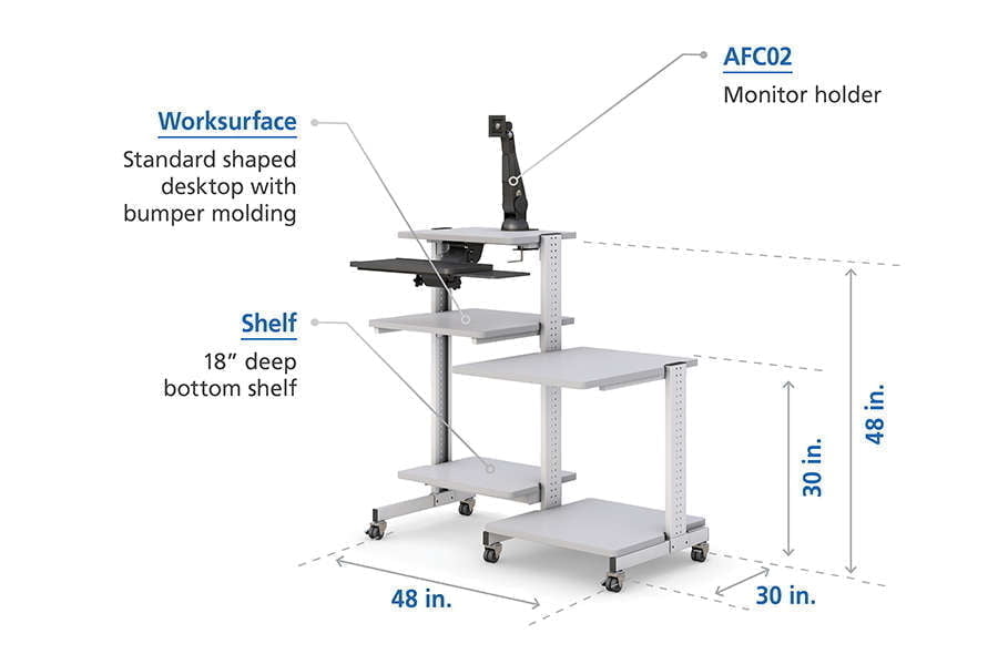 Rolling Computer Multi-Tray Desk design specifications