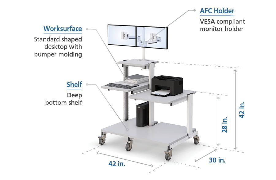 Multi-tray Computer Cart design specifications