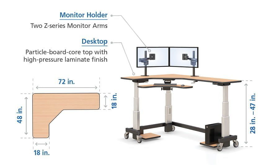 Especificaciones de diseño del Corner Standing Desk