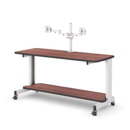 772439 sit stand computer work desk with dual monitor mounts
