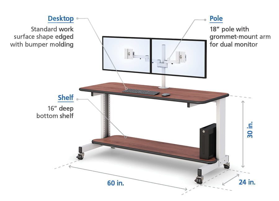 Especificaciones del diseño del puesto de trabajo informático de pie