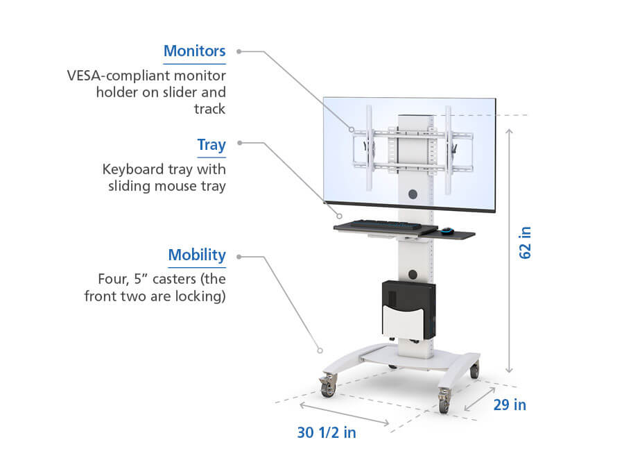 Mobile Computer Cart with Features