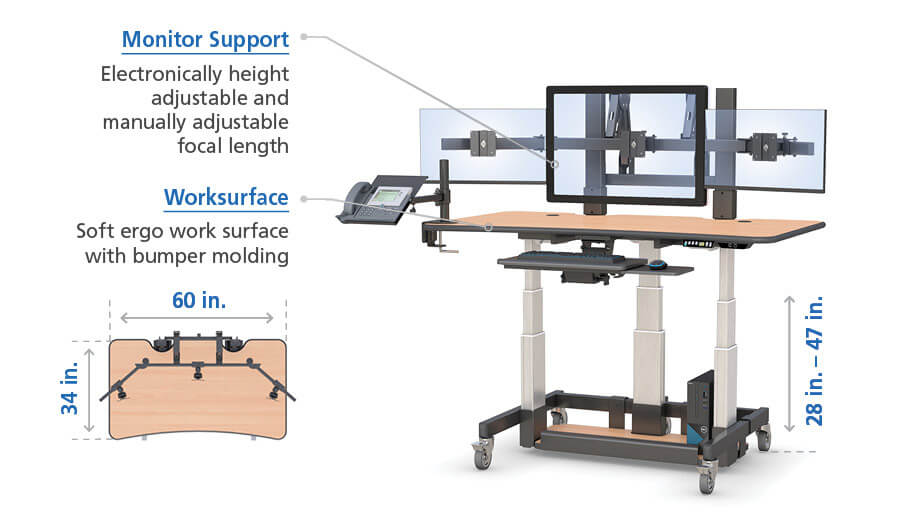 772456 adjustable height desk for pacs system specs