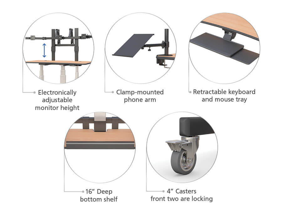 772456 adjustable height desk for pacs system Features