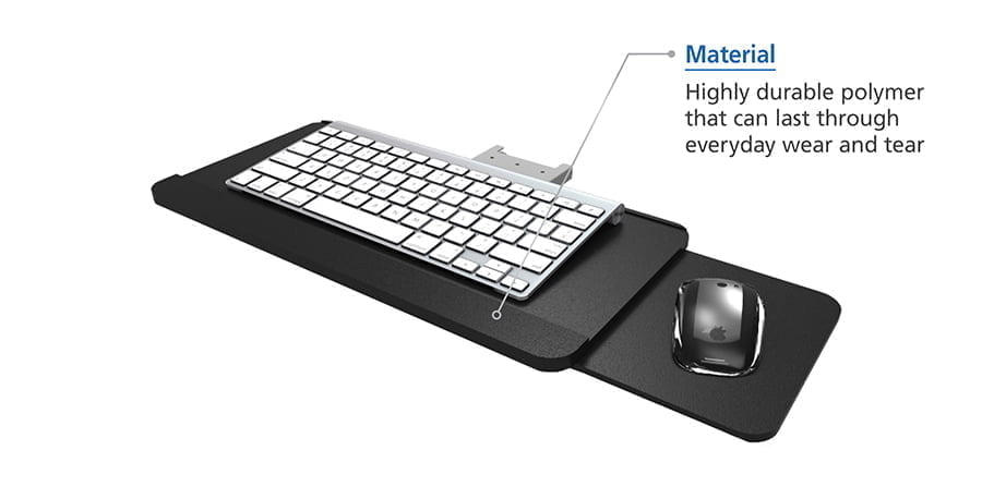Retractable Wall Mounted Plastic Keyboard Tray with Sliding Mouse Tray