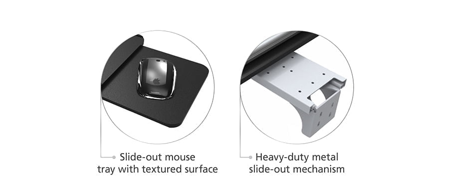 Wall Mounted Plastic Keyboard Tray with Sliding Mouse Tray