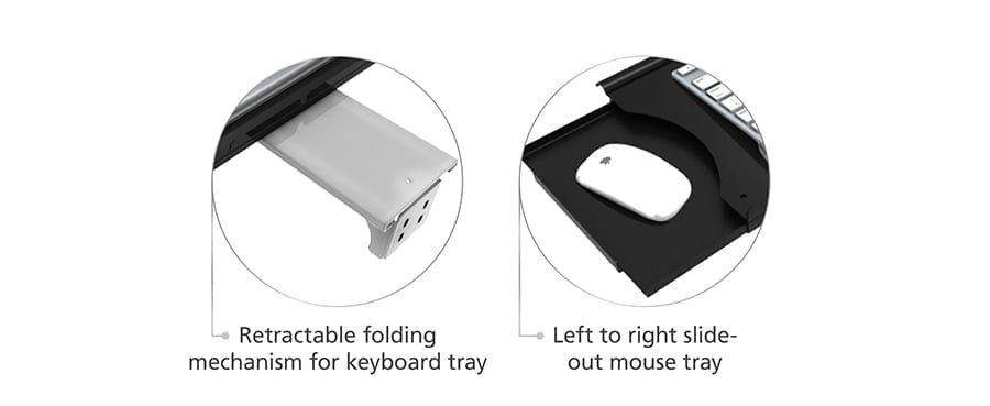Bandeja para teclado de pared con bandeja deslizante para ratón