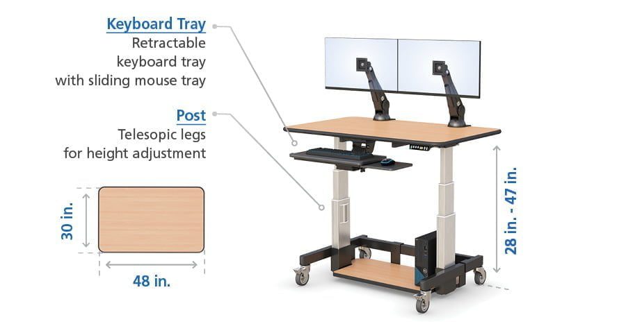 adjustable sit stand workstation desk speccs