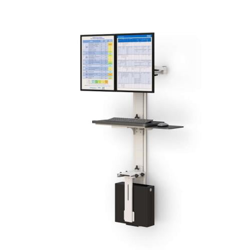 772482 wall mounted track dual monitor computer workstation