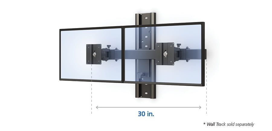 Opciones de rieles de montaje en pared para dos monitores