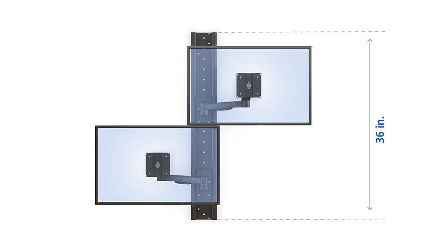 Soporte de pared vertical con brazo para 2 monitores