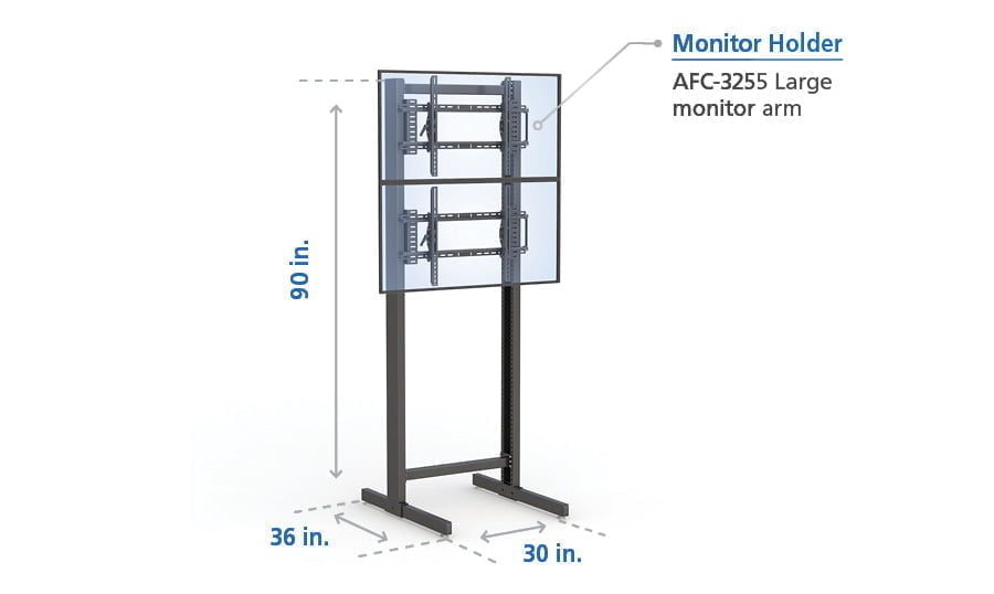 Especificaciones del soporte de suelo para doble monitor