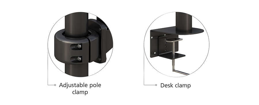 Brazo giratorio para monitor de movimiento completo y largo con abrazadera de escritorio Características prácticas