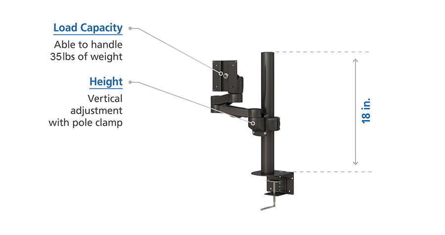 Adjustable Full Motion Long Extending Monitor Swing Arm Design Specifications 