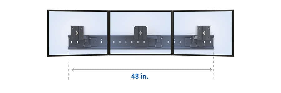 Soporte de pared horizontal con brazo para 3 monitores