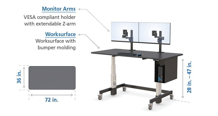Especificaciones del escritorio ergonómico Sit and Stand