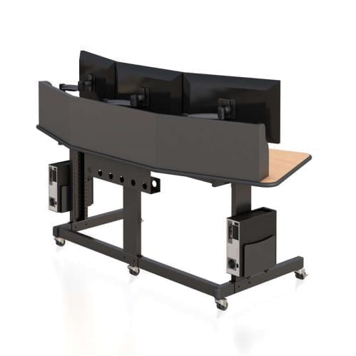 772578 wide computer workstation with slat wall monitor mounts