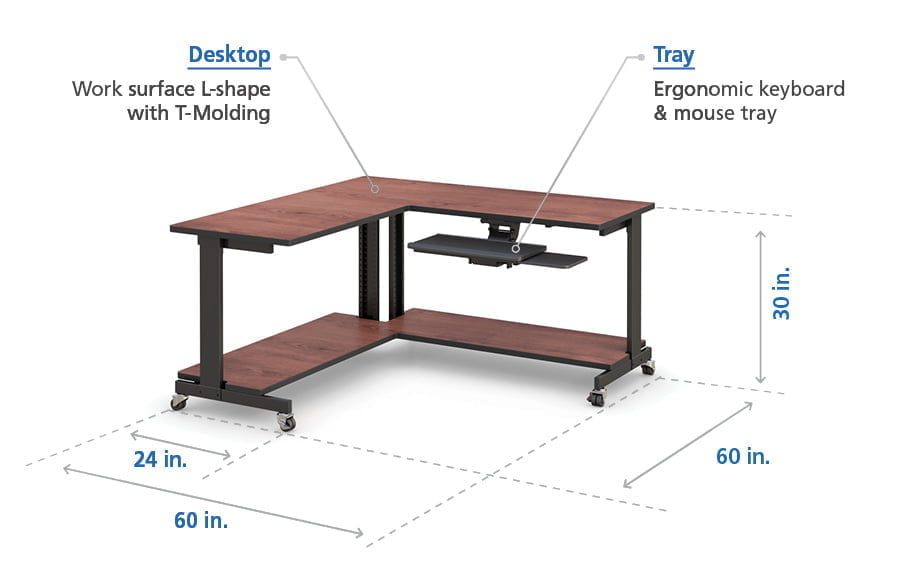Especificaciones del diseño de la mesa de ordenador de esquina en forma de L
