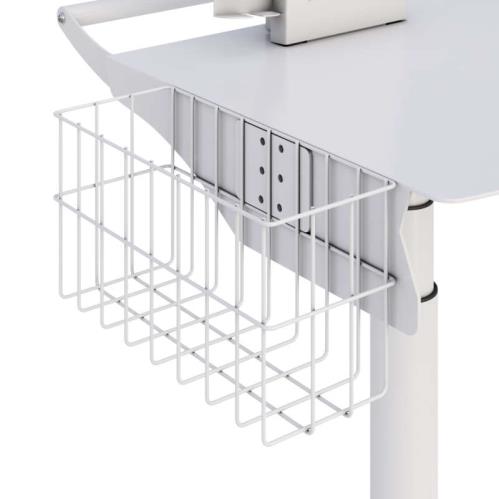 772740 mobile hospital computer cart side mounted wire basket