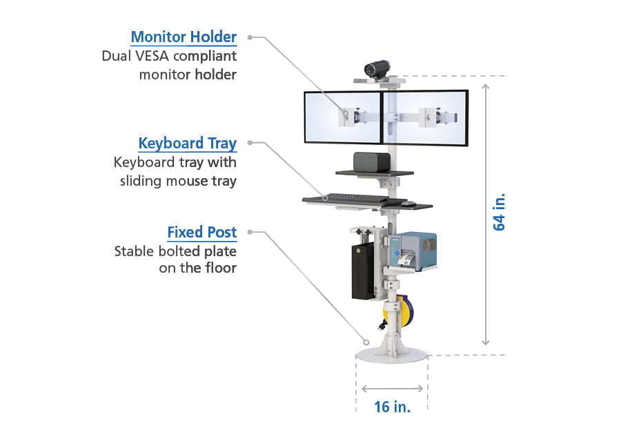 Floor Mounted Pole Computer Station
