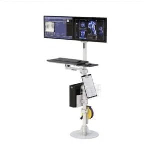 772777 floor mounted medical dual monitor computer stand