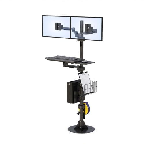 772777 floor mounted medical two monitor computer stand