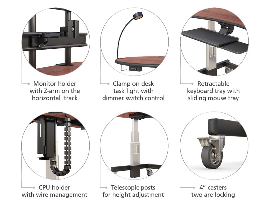Adjustable Standing Desk with VIdeo Wall Control Accessories