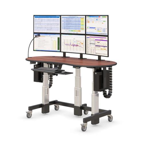 772792 height ad justable standing desk with video wall