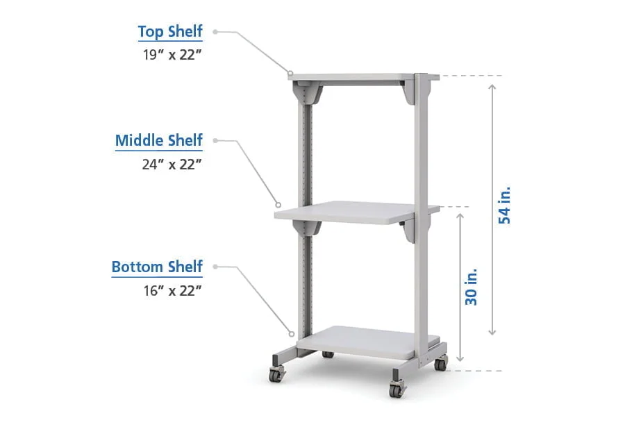 Mobile Computer Cart computer workstation utility shelving sit or stand station