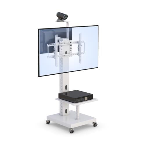 772827 video conferencing mobile cart for virtual meetings with dual display mounts