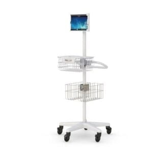 772871 Tablet Mobile Medical Carts with locking wire baskets and extra storage
