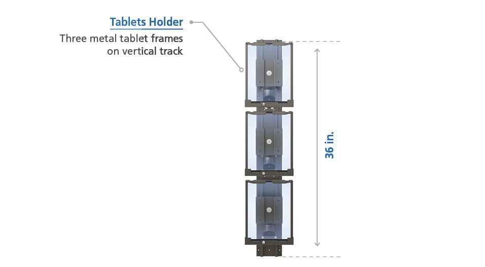Especificaciones del soporte de pared vertical para 3 tabletas