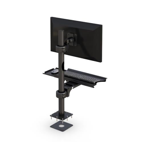 772908 computer monitor pole mount with fixed keyboard tray