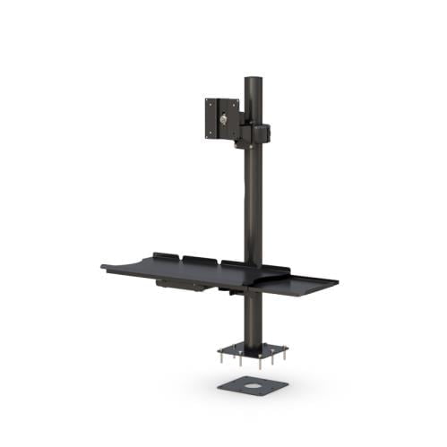 772908 monitor pole mount with fixed keyboard tray