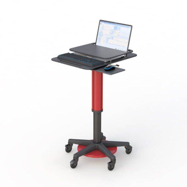 Computer cart with locking wheels by AFC, designed for mobility and stability in office or educational environments.