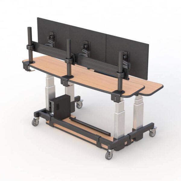 Dual tier drafting workstations by AFC: Two-level desks for efficient drafting.