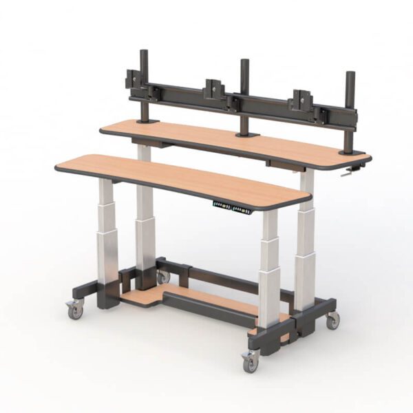 Dual tier reception workstations by AFC: Sleek, modern design with two levels for efficient workflow.