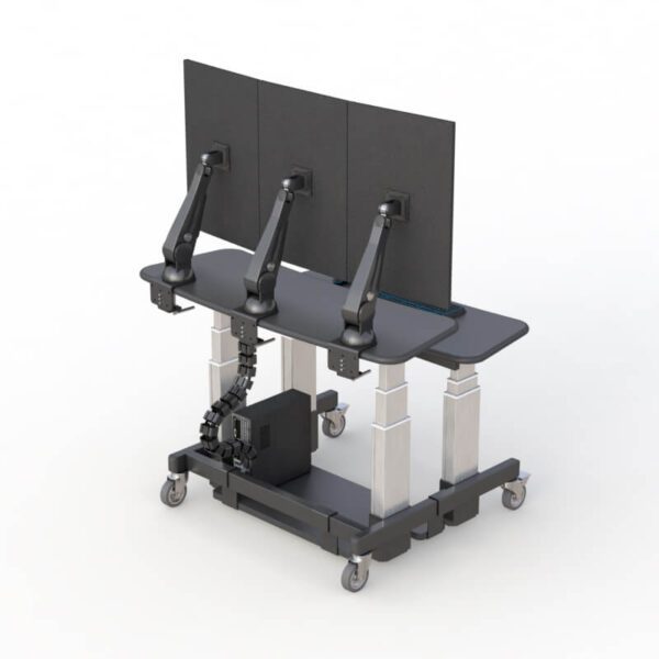 AFC Corner Dual Tier Desks with Power Strip: An AFC-quality, compact desk option.