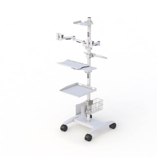 Ergonomic Height Adjustable Dual Monitor Computer Pole Cart ()