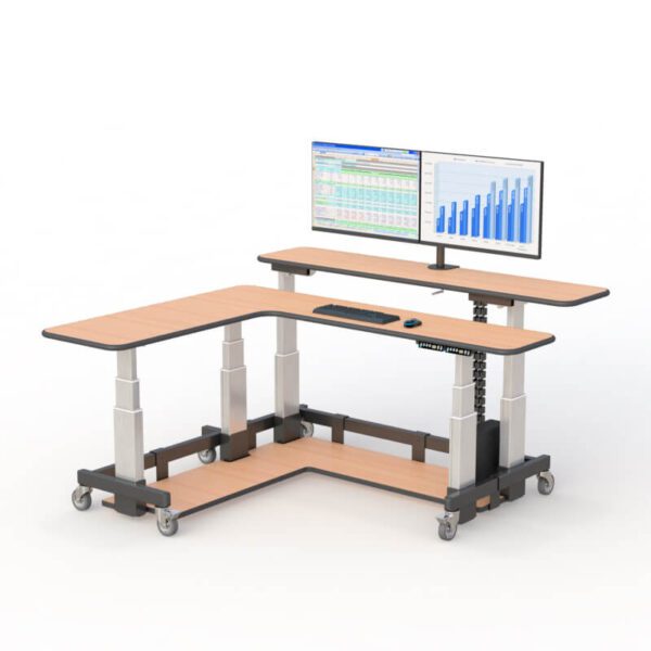 Ergonomic Standing Desk L shaped Dual Tier