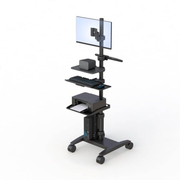 Medical Computer Workstation with Pole Mount and Cable Management