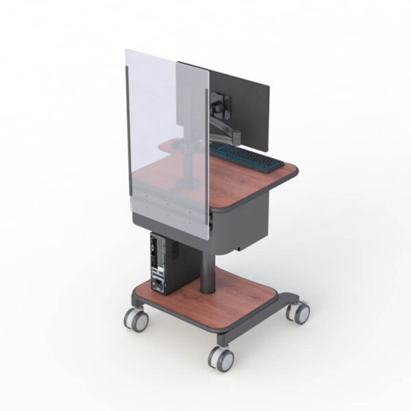 Mobile Computer Cart with Sneeze and Cough Protection