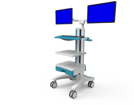 OEM 23 healthcare dual monitor medical utility computer cart