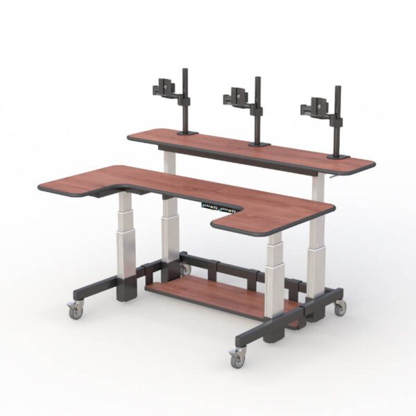 Dual tier floating desks by AFC. A modern and space-saving solution for your workspace.