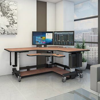 ergonomic L shape stand up desk