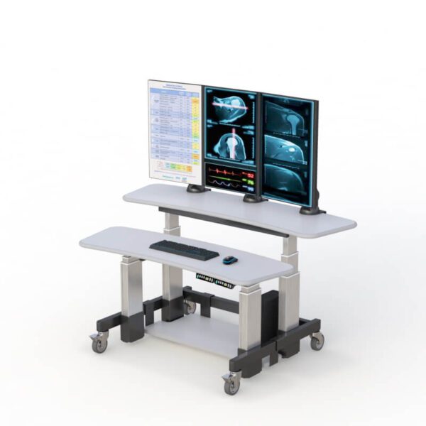 AFC's ergonomic dual tier desks, designed for comfort and efficiency.