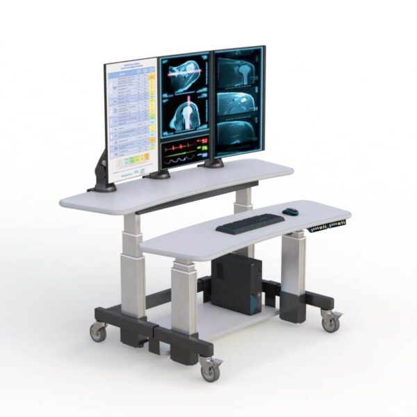 AFC industrial dual tier desks with sleek design and sturdy construction.
