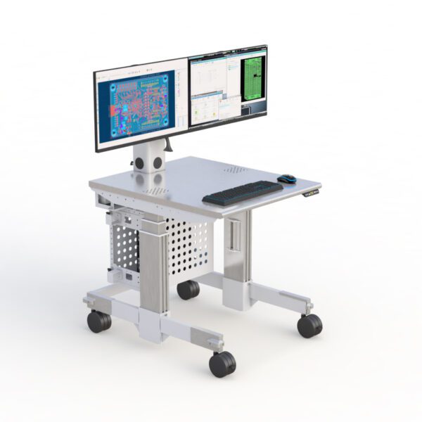 772902 Cleanroom Dual Monitor Rolling Computer Cart